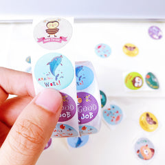 500pcs Roll Reward Encouragement Stickers Round Animal Sealing Stickers