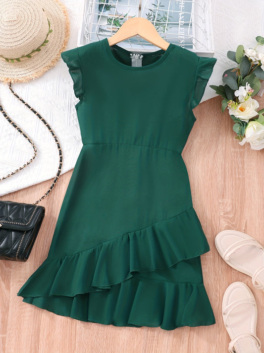 Toddler Girl's Ruffle Trim Casual Dress