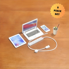 5pcs 1:6 Scale Digital Device & Coffee Set Metal Smartphone Tablet Laptop Alloy