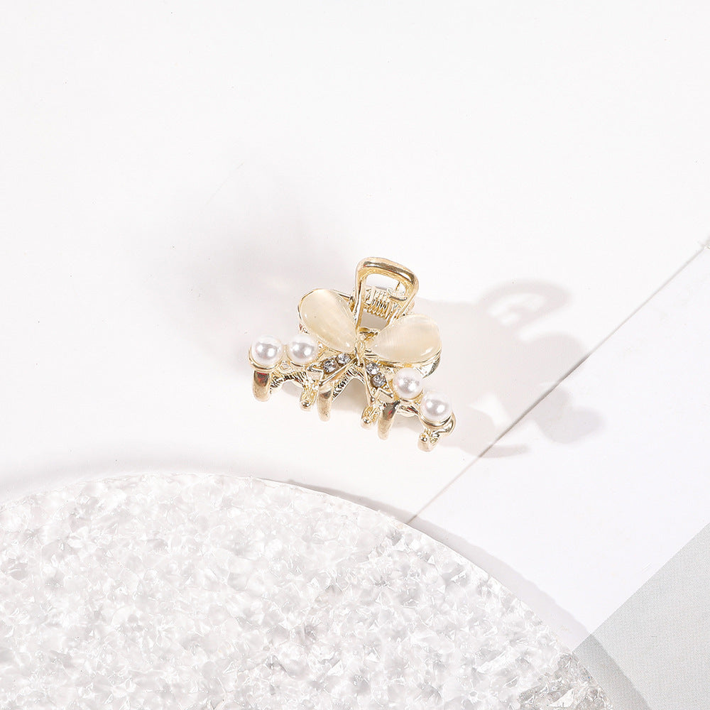 Rhinestone Bowknot Hair Claw Clip Golden Grip Hair Jaw Clip