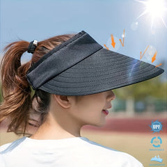 Solid Ponytail Visor Hat UV Protection Sports Beach Cap