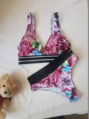 Tropical All Over Print Bikini Set Women's Swimwear