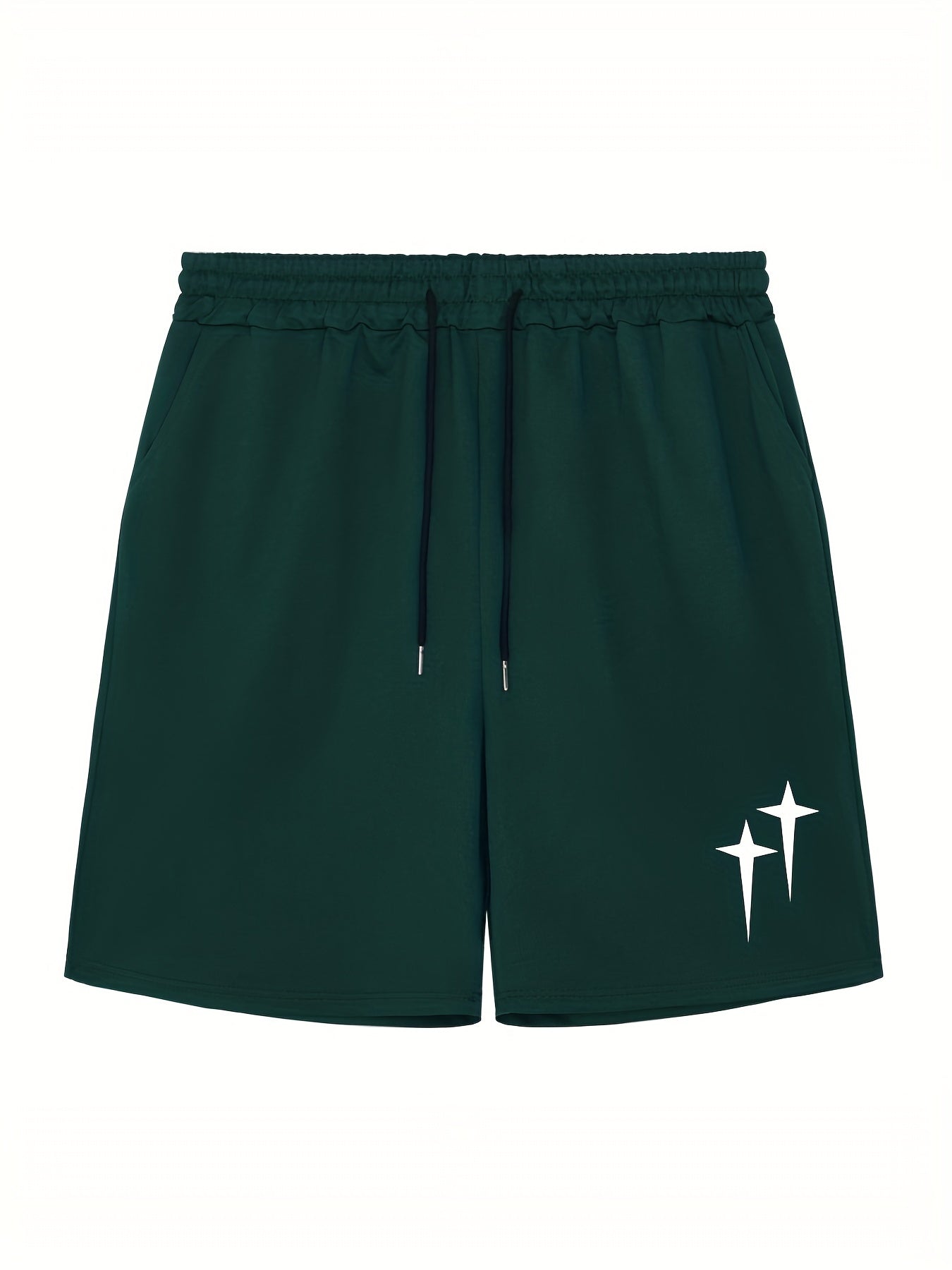 Solid Stretch Elastic Waist Drawstring Shorts for Men