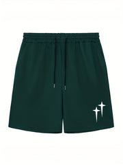 Solid Stretch Elastic Waist Drawstring Shorts for Men