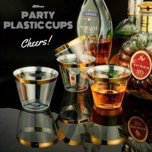 10pcs 9oz Disposable Cups With Golden Rim Wedding Party Supplies