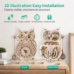 3D Wooden Puzzle DIY Owl Pendulum Clock Ferris Wheel Toy