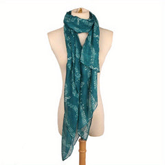 Musical Note Print Scarf Solid Gauze Shawl Women Head Wrap