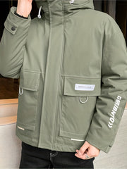 Men's Cotton Padded Coat Thermal Hooded Jacket
