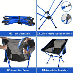 Portable Camping Chair with Side Pocket & Carry Bag for Outdoor Activities