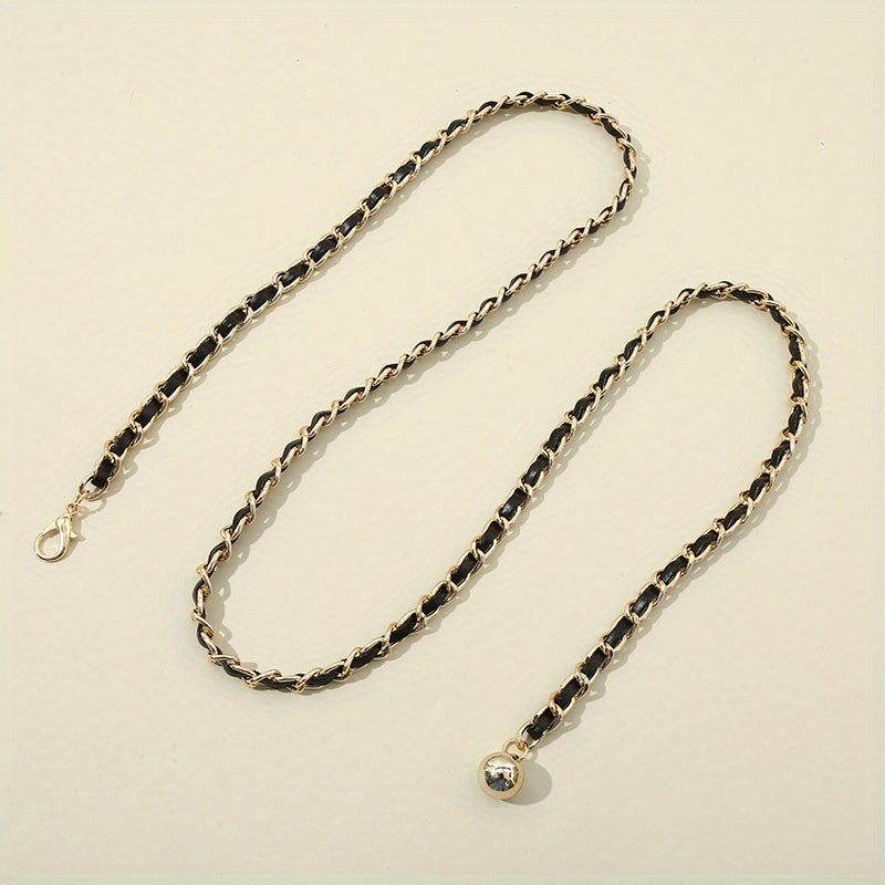 Adjustable Braided Waist Chain Ball Pendant Belly Chain Decorative Dress Girdle