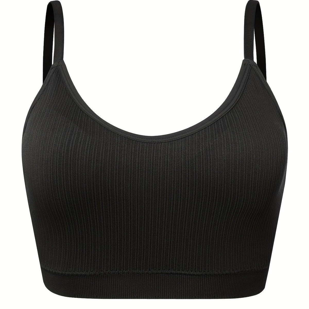 Plus Size Wireless Ribbed Sports Bra - Comfortable Breathable Bralette
