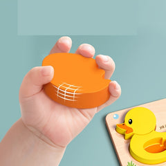 2pcs Wooden Animal Puzzles for Kids - Educational Shapes with Bright Colors