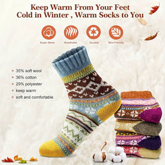 5 Pairs Men's Winter Wool Socks Cozy Christmas Warm Soft Thick Socks