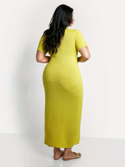  Ribbed Short Sleeve Maxi Dress