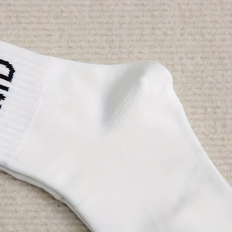 5 Pairs Letter & Number Print Socks Women's Stockings