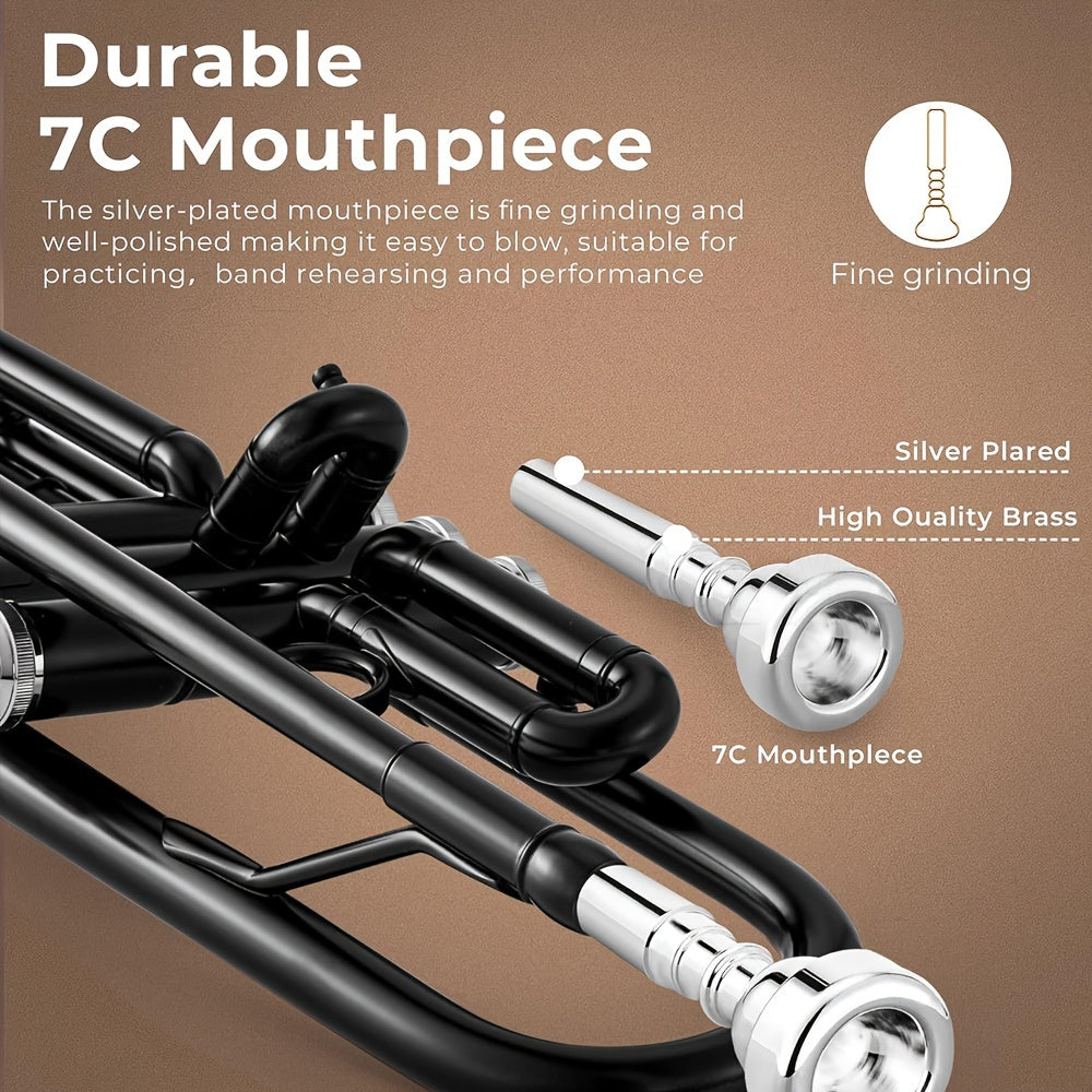 Professional Bb Trumpet Brass Lacquer Horn with 7C Mouthpiece