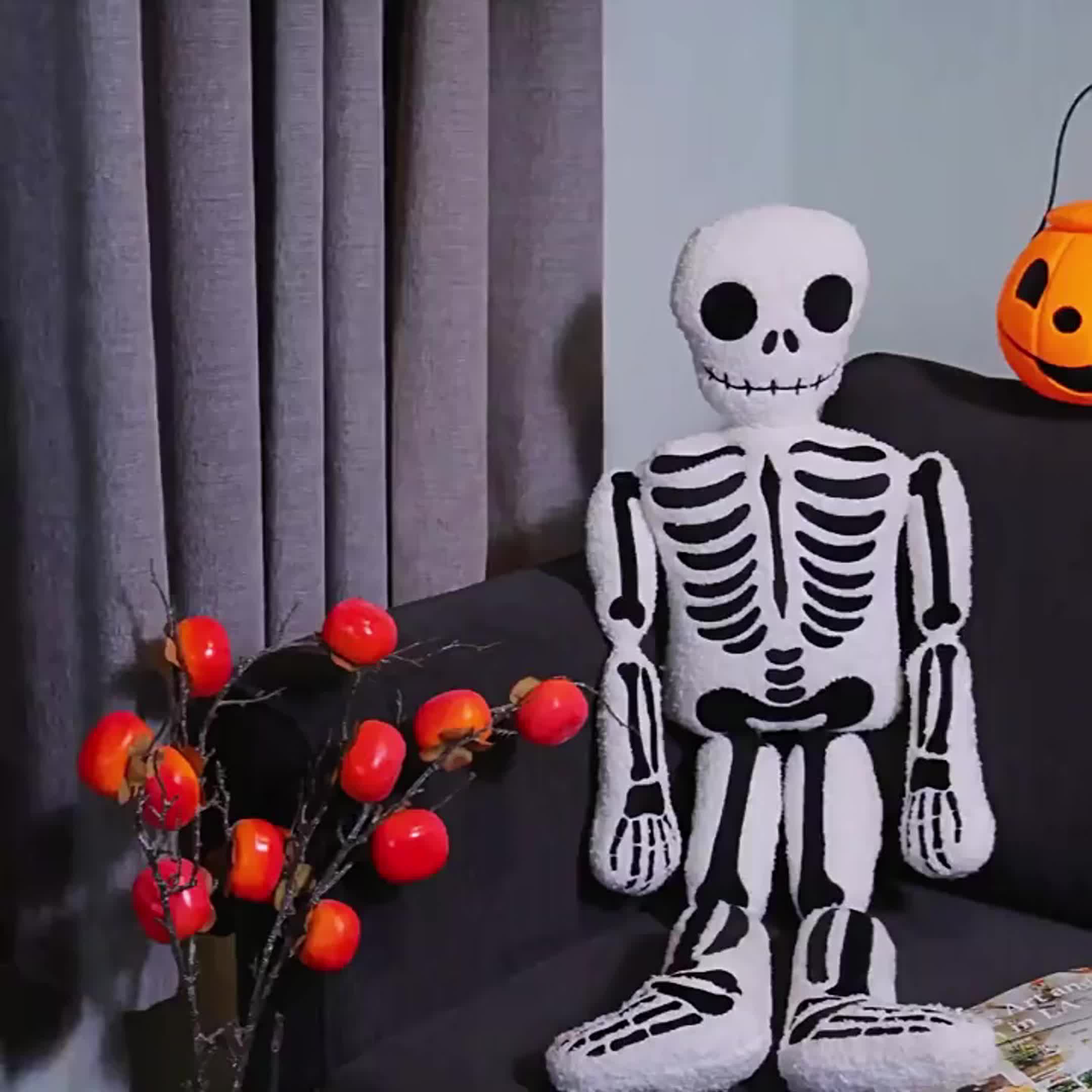 Funny Skeleton Plush Toy Halloween Skull Ornaments Doll Sofa Decoration