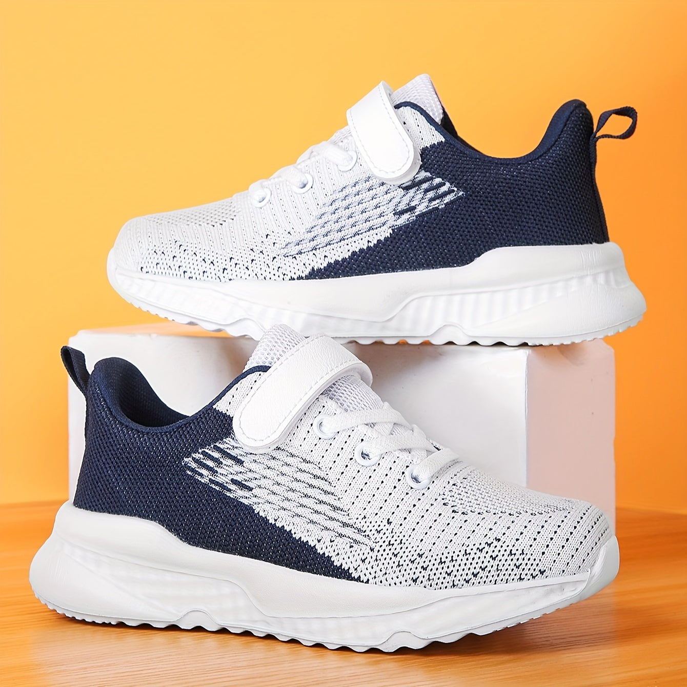 Boys Breathable Woven Shoes Lightweight Non Slip Running Shoes