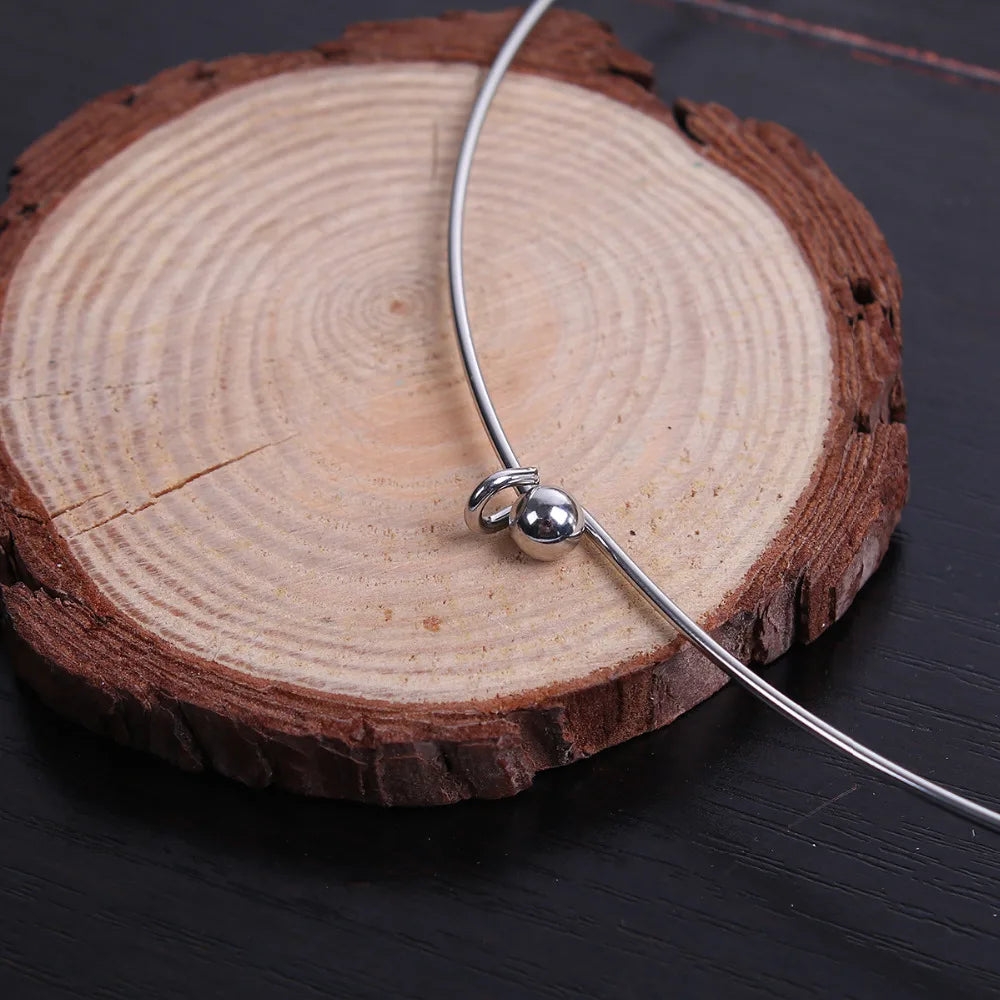 304 Stainless Steel Collar Choker Necklace Removable Ball End Cap DIY Jewelry