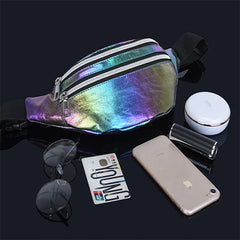 Hologram Waist Bag Laser PU Beach Travel Banana Hip Bum Zip Waist Bags Women