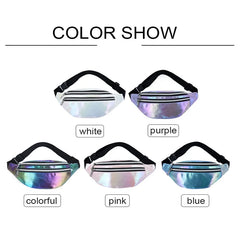 Hologram Waist Bag Laser PU Beach Travel Banana Hip Bum Zip Waist Bags Women