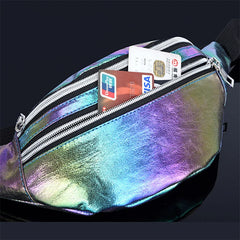 Hologram Waist Bag Laser PU Beach Travel Banana Hip Bum Zip Waist Bags Women