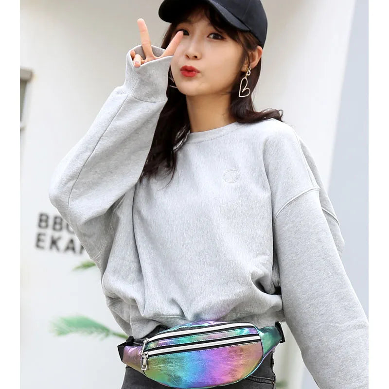 Holographic Fanny Pack Laser PU Waist Bag for Girls
