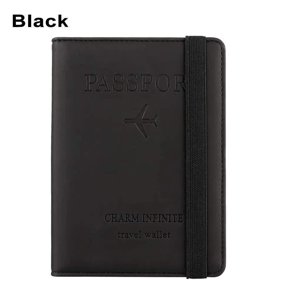 RFID Leather Passport Bag Multi-function Document Package Travel Holder