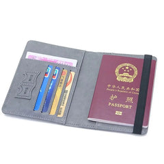 RFID Leather Passport Bag Multi-function Document Package Travel Holder
