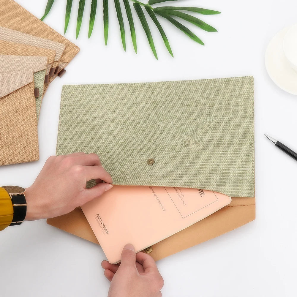 A4/A5 Document Bag Linen Canvas Felt File Bag Office Supply