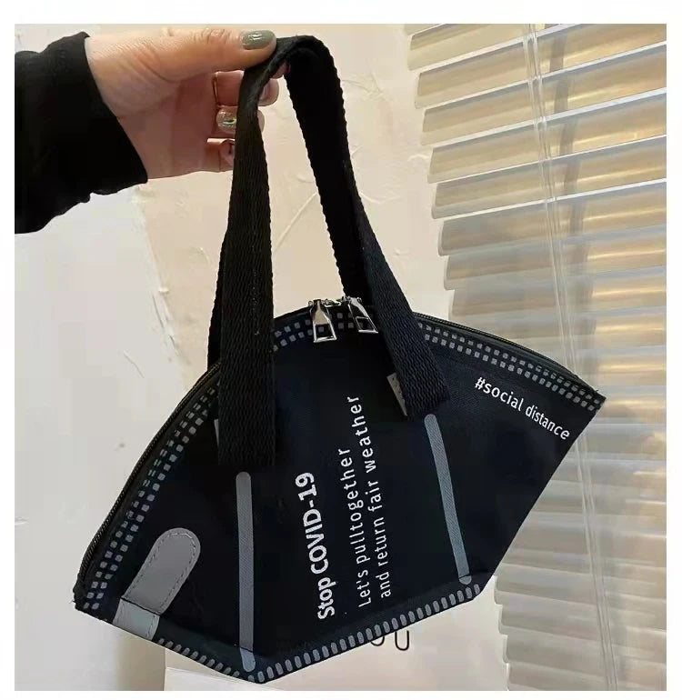 Women Casual Canvas Tote Handbag Letter Print Ladies Shoulder Bag