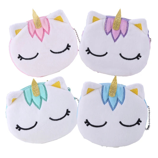 Plush Unicorn Women Coin Purse Mini Zipper Wallet