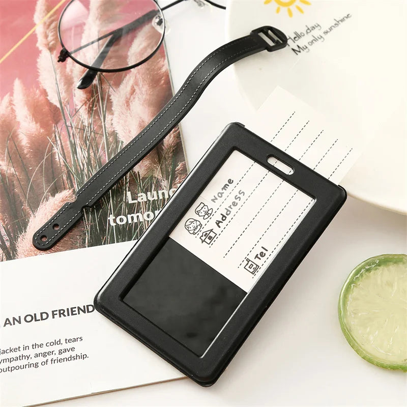 Geometric Pattern PVC Boarding Pass Luggage Tag ID Holder