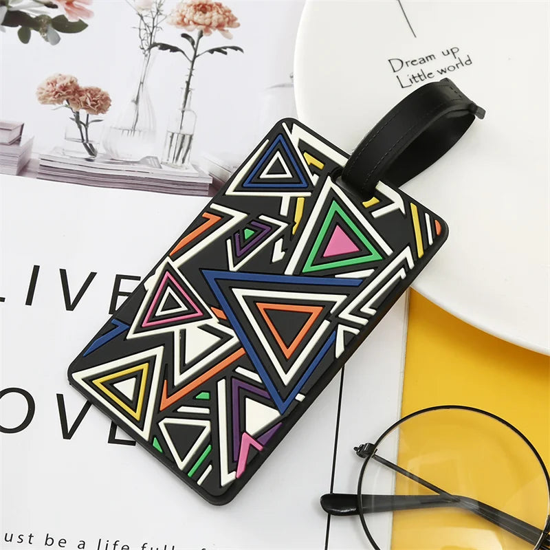 Geometric Pattern PVC Boarding Pass Luggage Tag ID Holder
