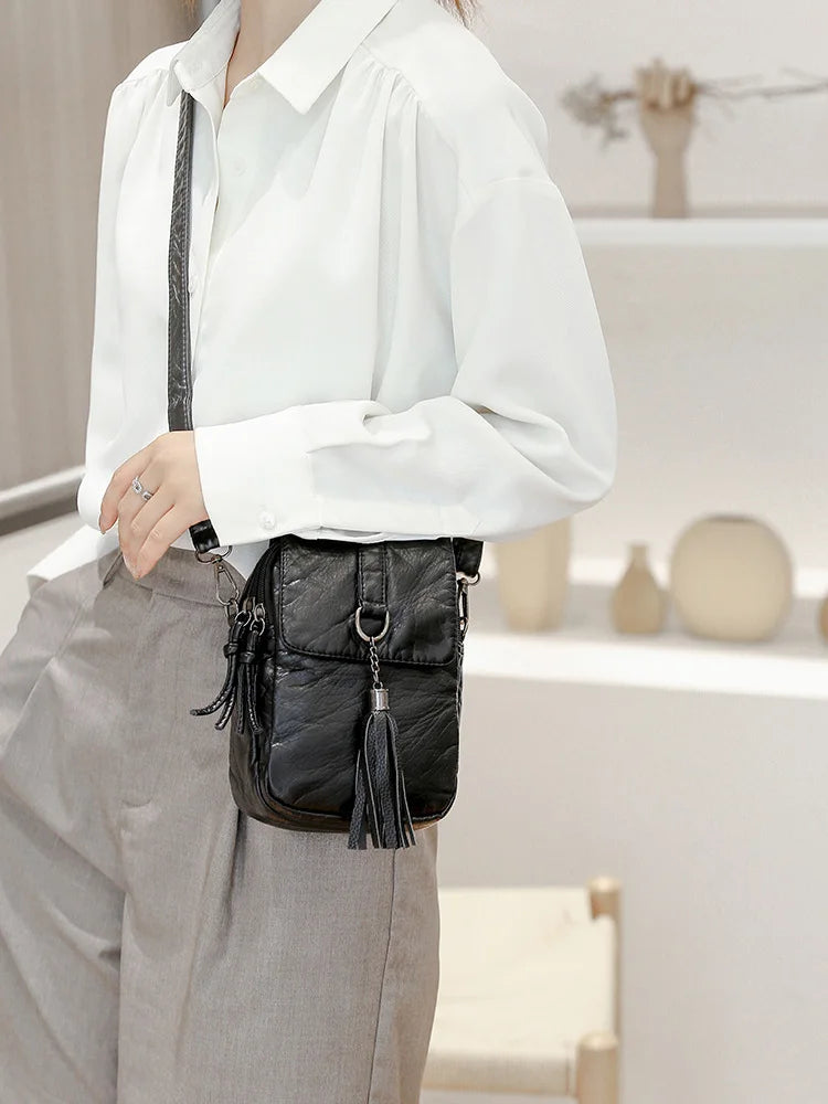 Women's Phone Bag Flip Buckle Mini Messenger Bag PU Leather Shoulder Bag