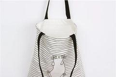 Women Casual Animal Print Tote Beach Handbag Cotton Linen