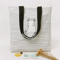 Women Casual Animal Print Tote Beach Handbag Cotton Linen