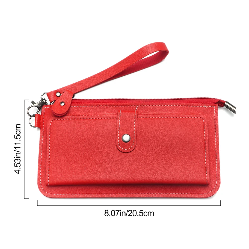 Women's Multifunctional Long Wallet Zipper Clutch PU Leather