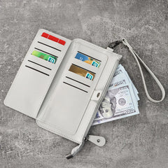 Women's Multifunctional Long Wallet Zipper Clutch PU Leather