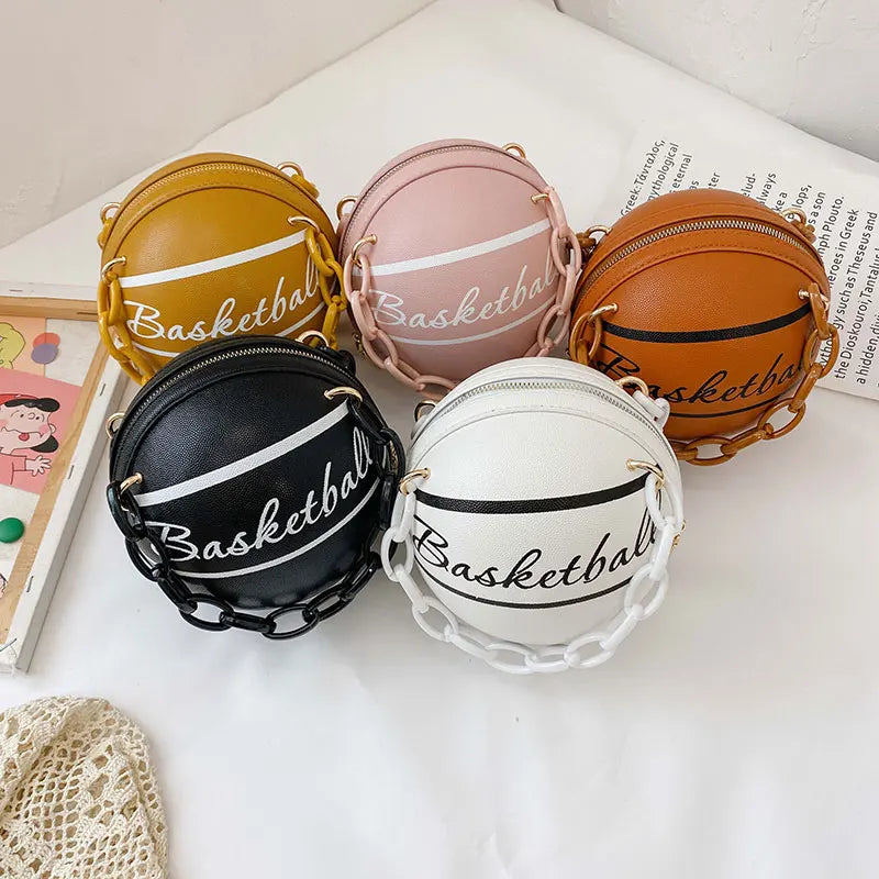 Pink Basketball Bag Crossbody Chain Hand Bag for Women