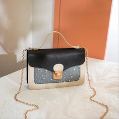 Chain PU Leather Crossbody Bag Lock Travel Handbag 5 Colors