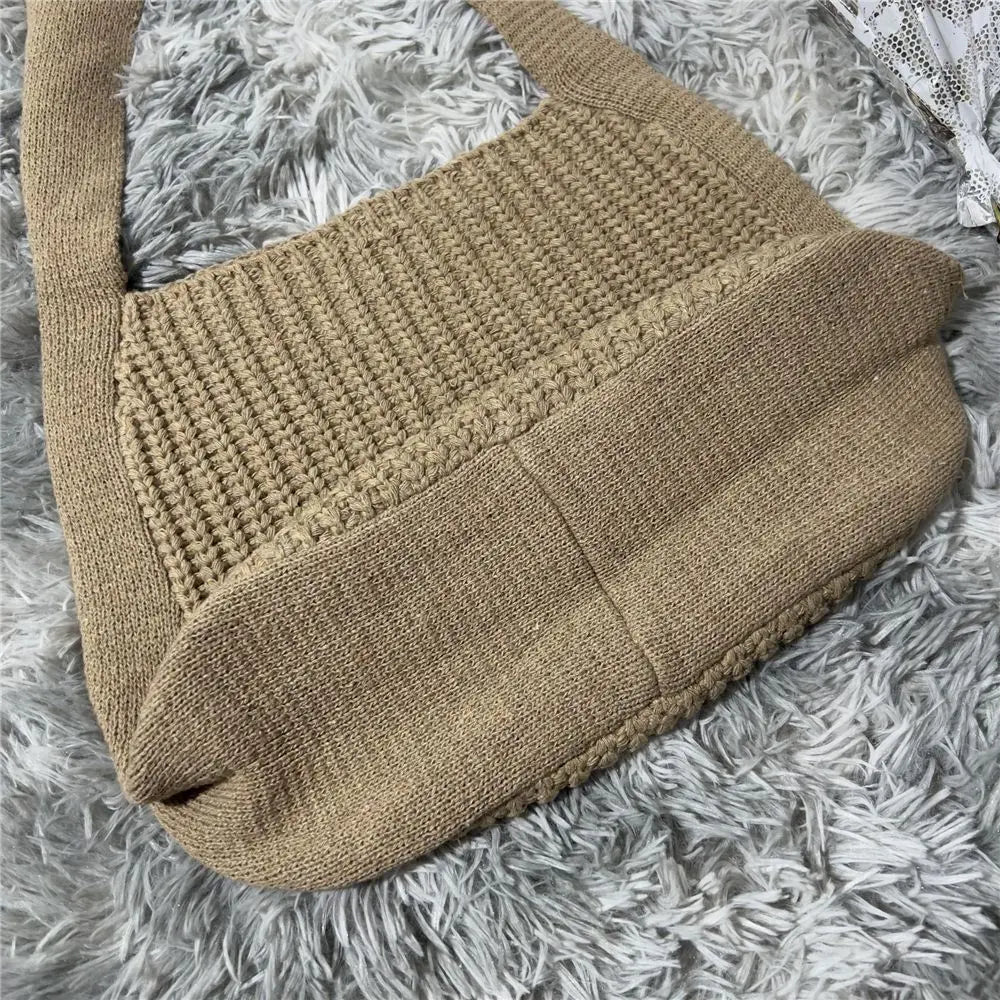 Women Hollow Woven Shoulder Bags Large Capacity Crochet Hobo Bag
