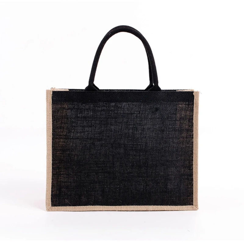 Reusable Jute Tote Bag Burlap Grocery Bag Shopping Beach