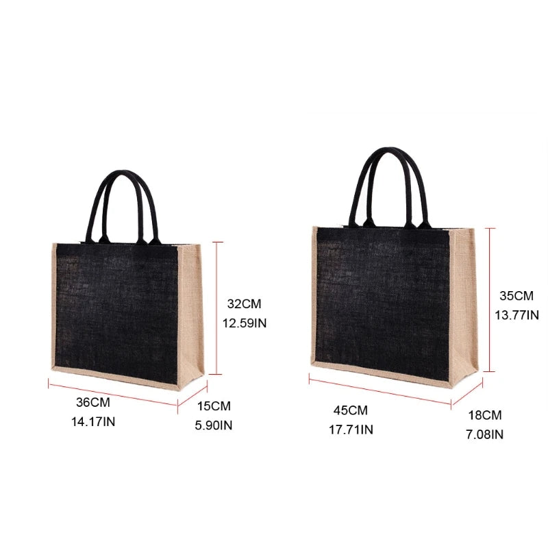 Reusable Jute Tote Bag Burlap Grocery Bag Shopping Beach
