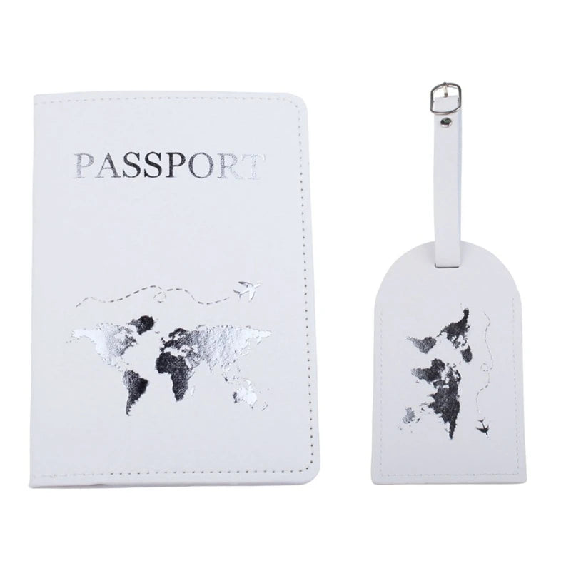 Personalized PU Leather Luggage Bag Tag & Passport Cover Set