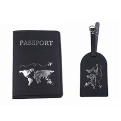 PU Leather Luggage Tag & Passport CASE Wallet for Couples Honeymoon Wedding