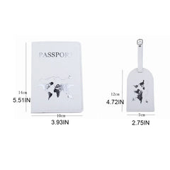 PU Leather Luggage Tag & Passport CASE Wallet for Couples Honeymoon Wedding
