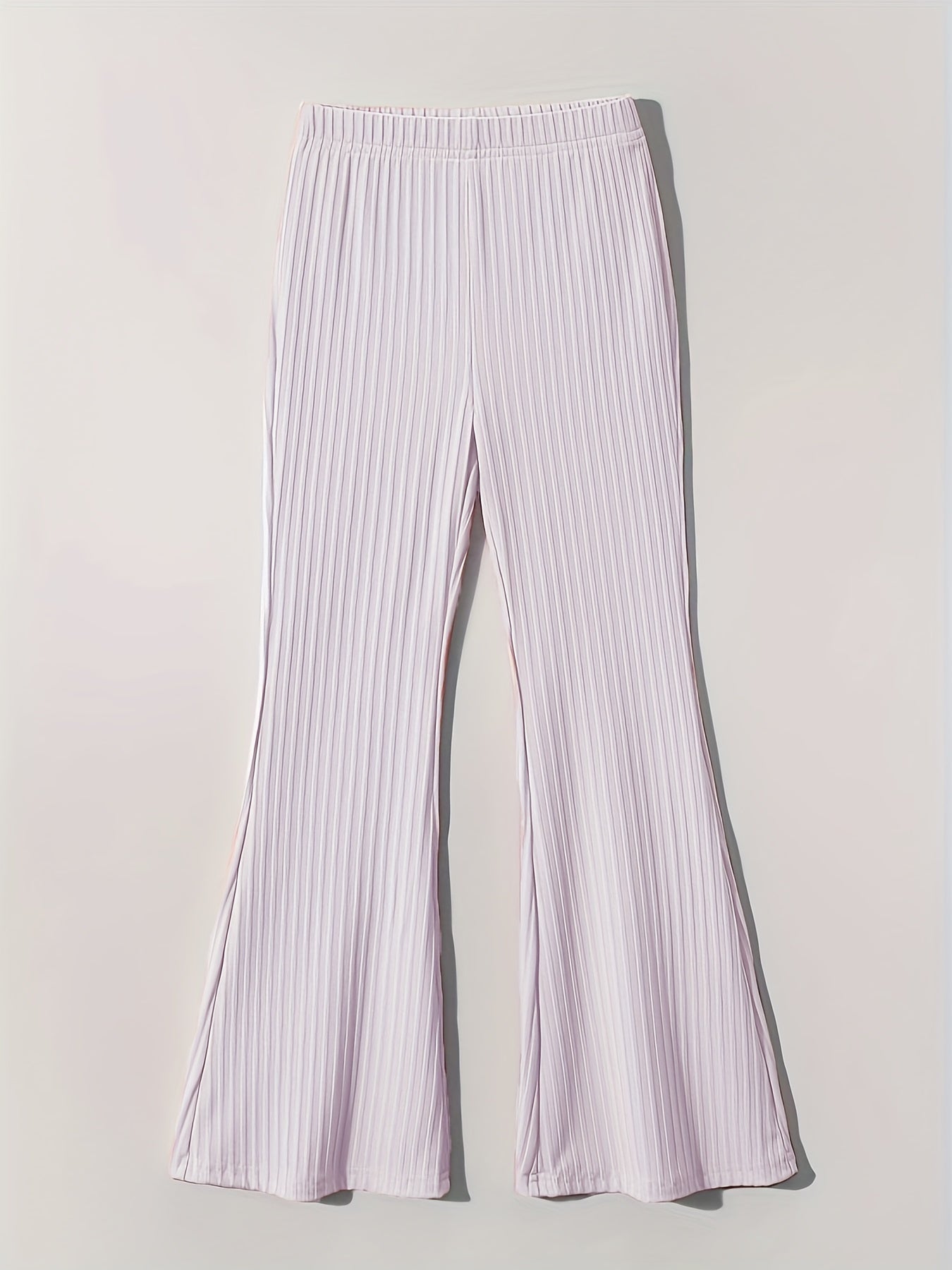 Girls Ribbed Knit Flare Leg Pants High Waist Kids Spring Summer Clothes