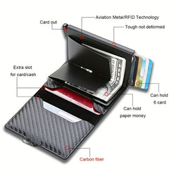 Men's Carbon Fiber Buckle Card Holder RFID Blocking