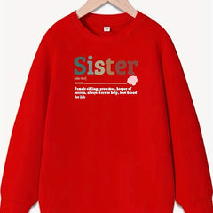Girls Sister Letter Print Sweatshirt Top Pullovers